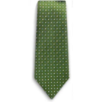 Bocara Green - Blue - White silk neck tie 
