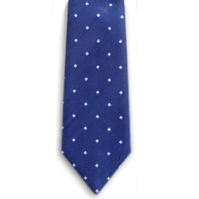   Bocara  Blue - White silk neck tie 