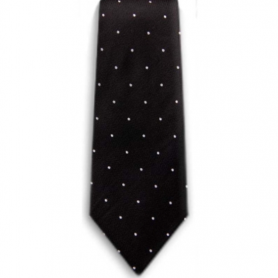 Bocara  Black - White silk neck tie 
